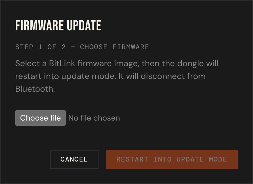 Firmware Update step 1, choose firmware