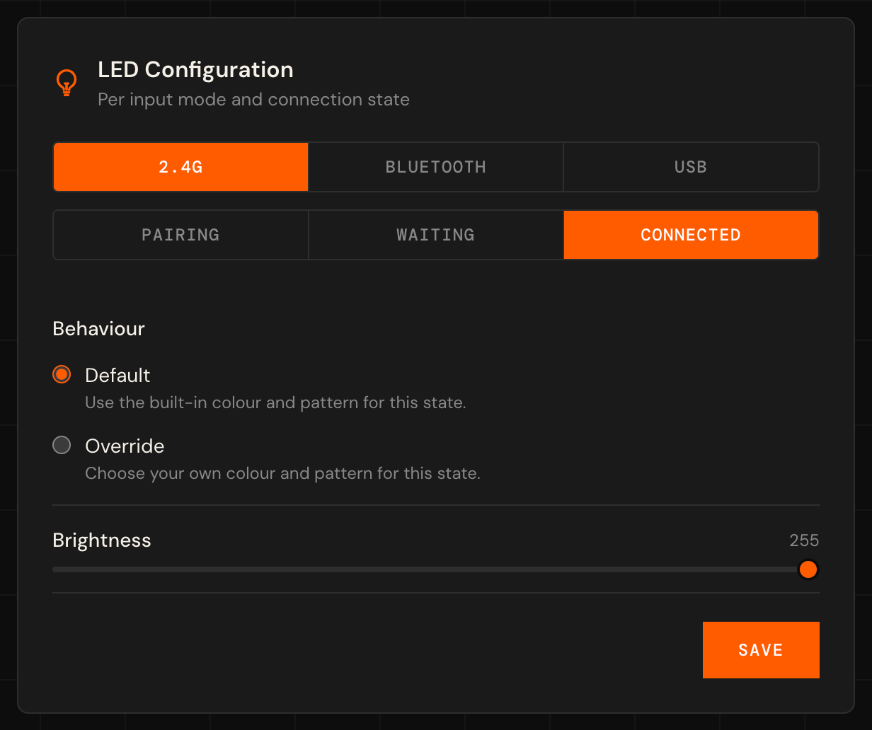 LED page, 2.4G Connected, Default behaviour
