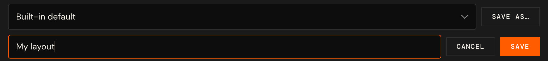 Preset name field with My layout entered
